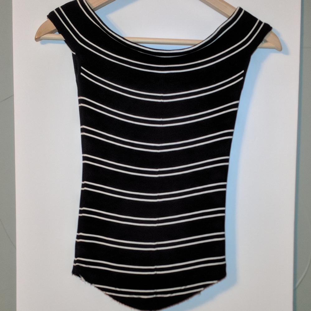 Free People Off The Shoulder Ribbed Stretch Sailor Top Small - Picture 4 of 7